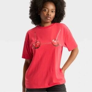 Wild Fable Cherry Oversized Graphic Tee small NWT bikini TikTok Streetwear